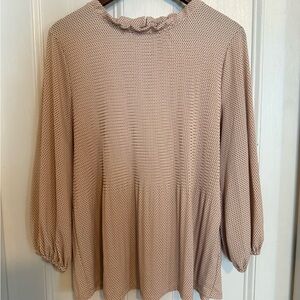 Adrianna Papell Light Pink Ribbed Bishop Sleeve Blouse